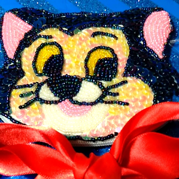 Courageous Cat Change Purse/Fully Sequined Other - Vintage Courageous Cat Change Purse/Fully Sequined